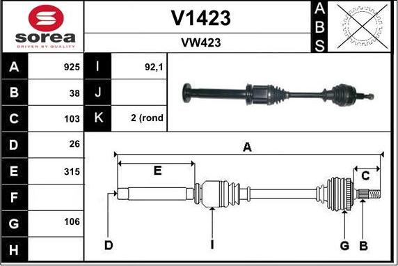 SNRA V1423 - Arbre de transmission cwaw.fr