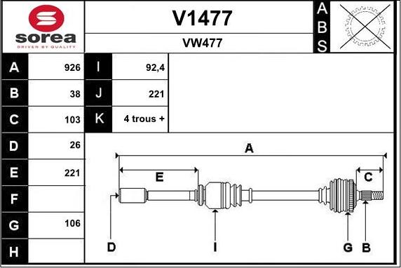 SNRA V1477 - Arbre de transmission cwaw.fr