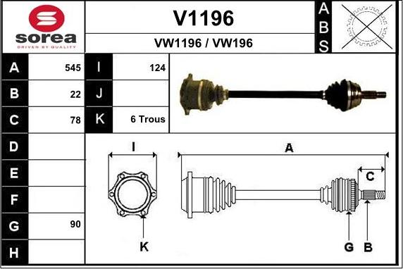 SNRA V1196 - Arbre de transmission cwaw.fr