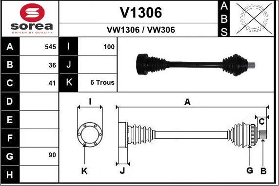 SNRA V1306 - Arbre de transmission cwaw.fr