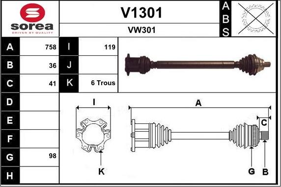 SNRA V1301 - Arbre de transmission cwaw.fr