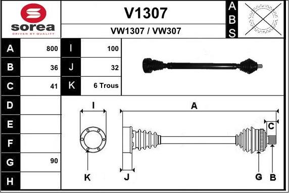 SNRA V1307 - Arbre de transmission cwaw.fr