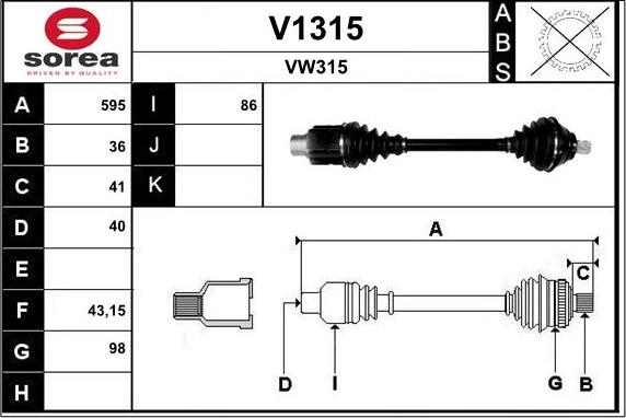 SNRA V1315 - Arbre de transmission cwaw.fr