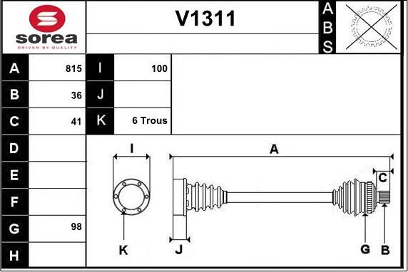 SNRA V1311 - Arbre de transmission cwaw.fr