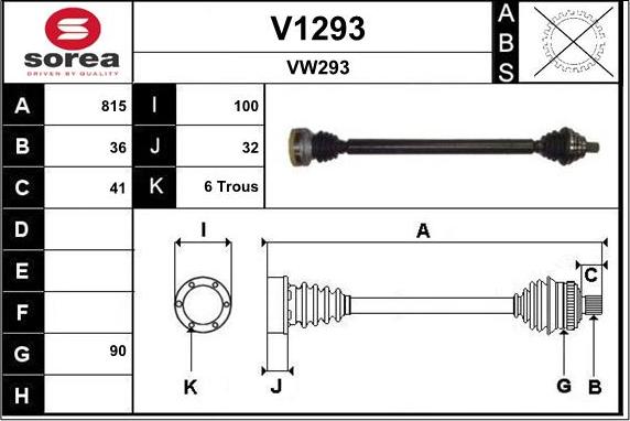 SNRA V1293 - Arbre de transmission cwaw.fr