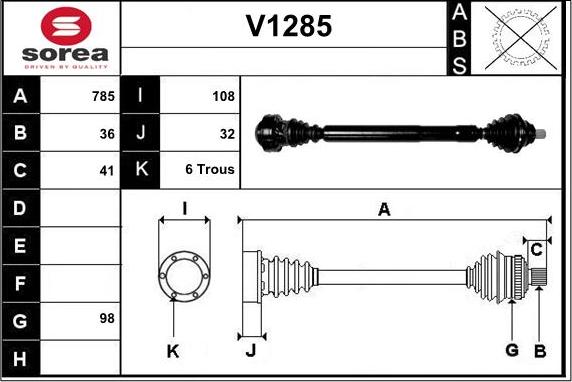 SNRA V1285 - Arbre de transmission cwaw.fr