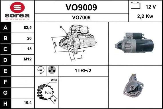 SNRA VO9009 - Démarreur cwaw.fr