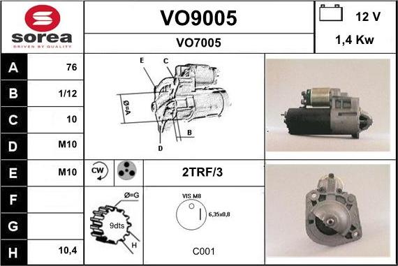 SNRA VO9005 - Démarreur cwaw.fr