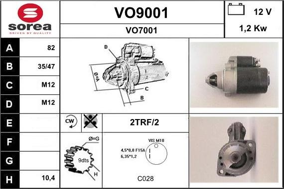 SNRA VO9001 - Démarreur cwaw.fr