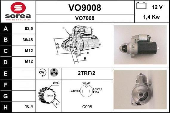 SNRA VO9008 - Démarreur cwaw.fr