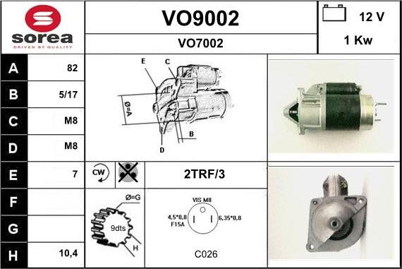 SNRA VO9002 - Démarreur cwaw.fr