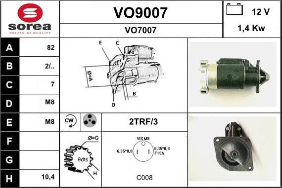 SNRA VO9007 - Démarreur cwaw.fr