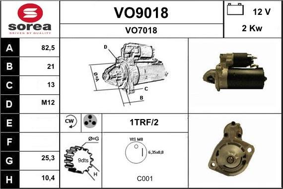 SNRA VO9018 - Démarreur cwaw.fr