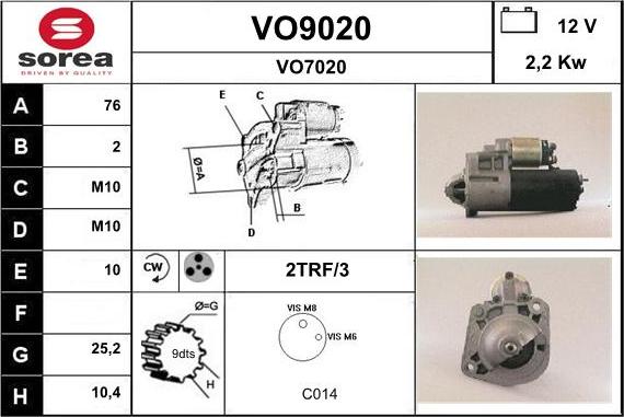 SNRA VO9020 - Démarreur cwaw.fr