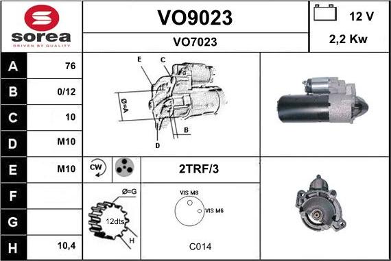 SNRA VO9023 - Démarreur cwaw.fr