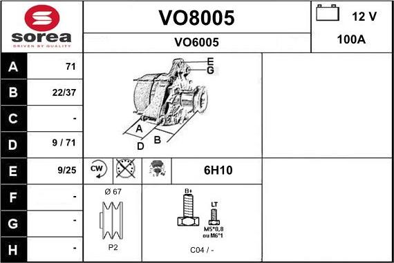 SNRA VO8005 - Alternateur cwaw.fr