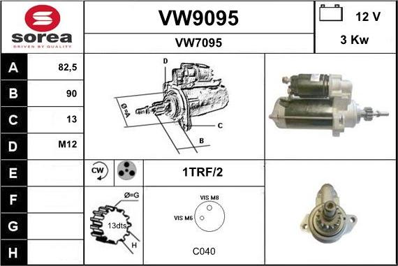 SNRA VW9095 - Démarreur cwaw.fr