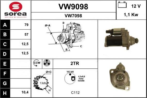 SNRA VW9098 - Démarreur cwaw.fr