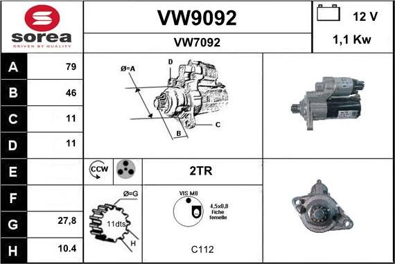 SNRA VW9092 - Démarreur cwaw.fr