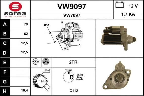 SNRA VW9097 - Démarreur cwaw.fr