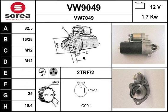 SNRA VW9049 - Démarreur cwaw.fr