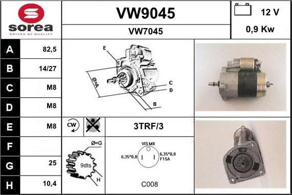 SNRA VW9045 - Démarreur cwaw.fr