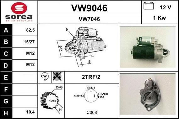 SNRA VW9046 - Démarreur cwaw.fr