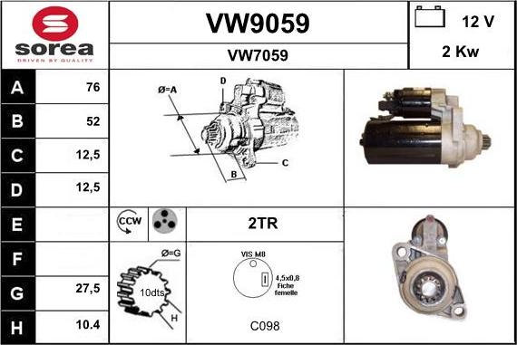 SNRA VW9059 - Démarreur cwaw.fr