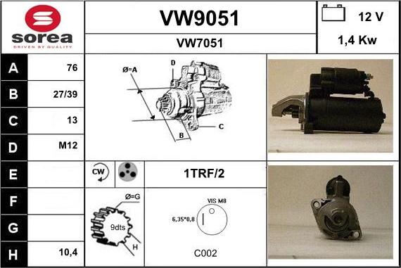 SNRA VW9051 - Démarreur cwaw.fr