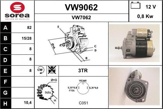 SNRA VW9062 - Démarreur cwaw.fr