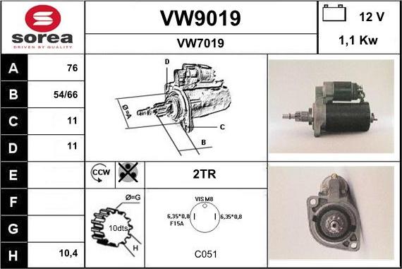 SNRA VW9019 - Démarreur cwaw.fr