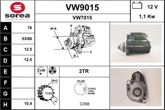 SNRA VW9015 - Démarreur cwaw.fr