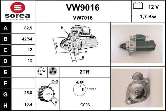 SNRA VW9016 - Démarreur cwaw.fr