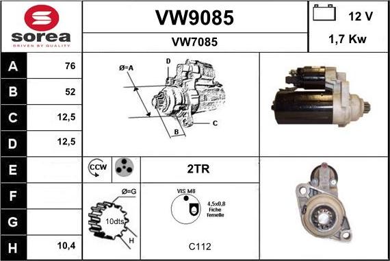 SNRA VW9085 - Démarreur cwaw.fr