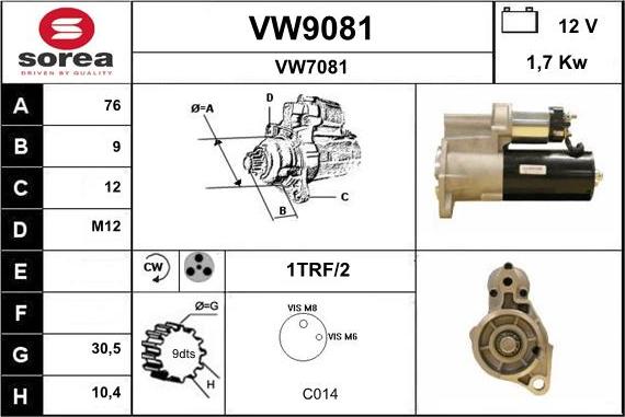 SNRA VW9081 - Démarreur cwaw.fr