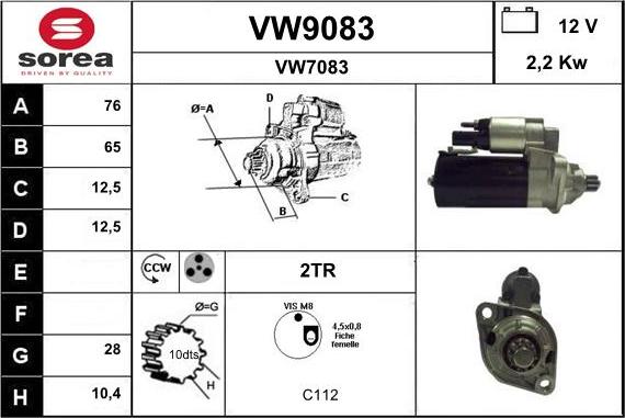 SNRA VW9083 - Démarreur cwaw.fr