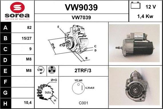 SNRA VW9039 - Démarreur cwaw.fr