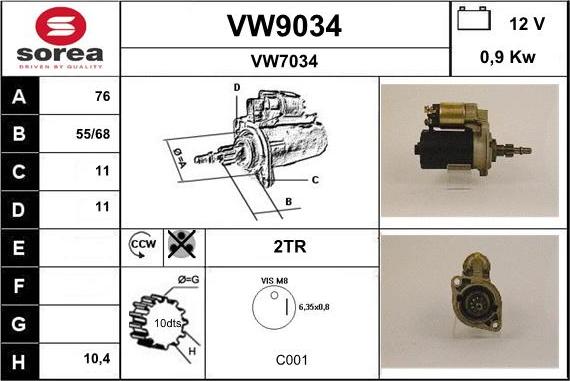 SNRA VW9034 - Démarreur cwaw.fr