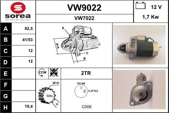 SNRA VW9022 - Démarreur cwaw.fr