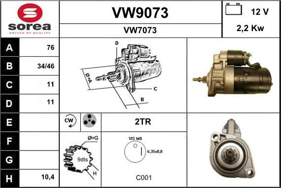 SNRA VW9073 - Démarreur cwaw.fr