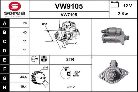 SNRA VW9105 - Démarreur cwaw.fr