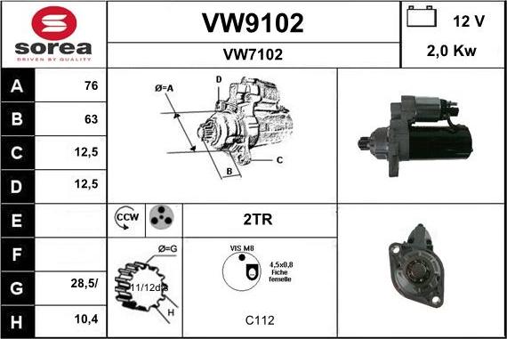 SNRA VW9102 - Démarreur cwaw.fr