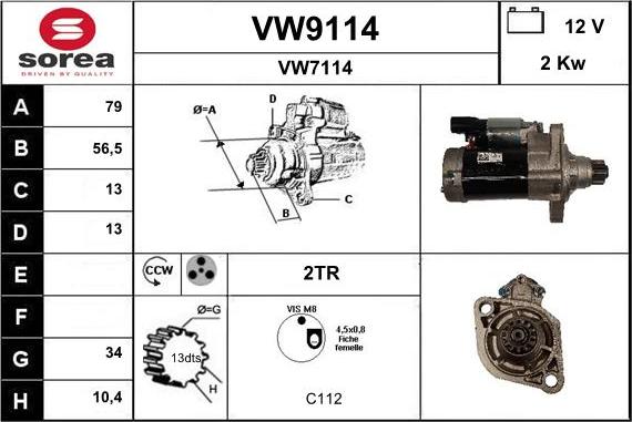 SNRA VW9114 - Démarreur cwaw.fr