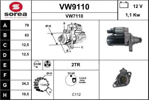 SNRA VW9110 - Démarreur cwaw.fr