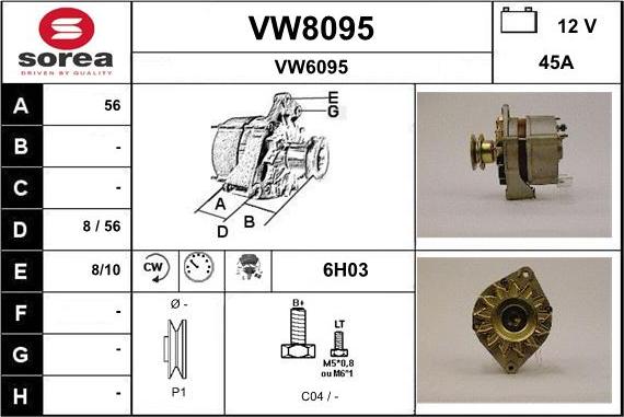 SNRA VW8095 - Alternateur cwaw.fr