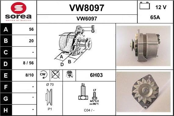 SNRA VW8097 - Alternateur cwaw.fr