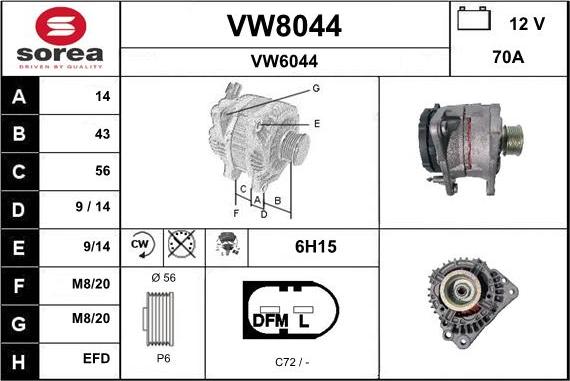 SNRA VW8044 - Alternateur cwaw.fr