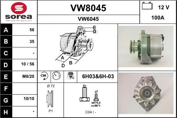 SNRA VW8045 - Alternateur cwaw.fr