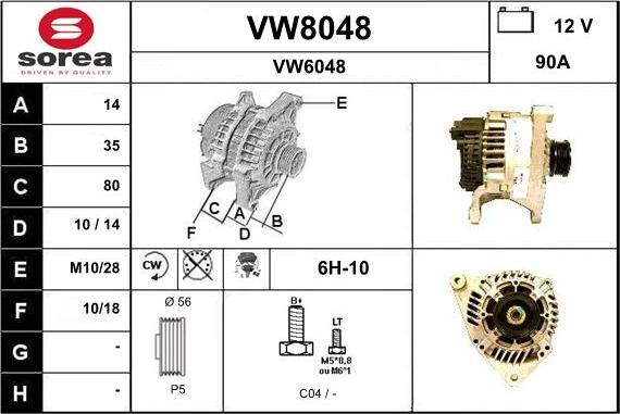 SNRA VW8048 - Alternateur cwaw.fr