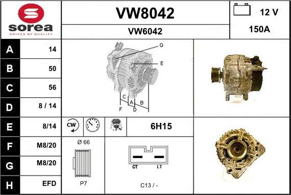 SNRA VW8042 - Alternateur cwaw.fr